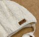 Теплая вязаная шапка Елочка молочная на объем 36-38, Размер на рост 50 см, Вязаное полотно, Шапка