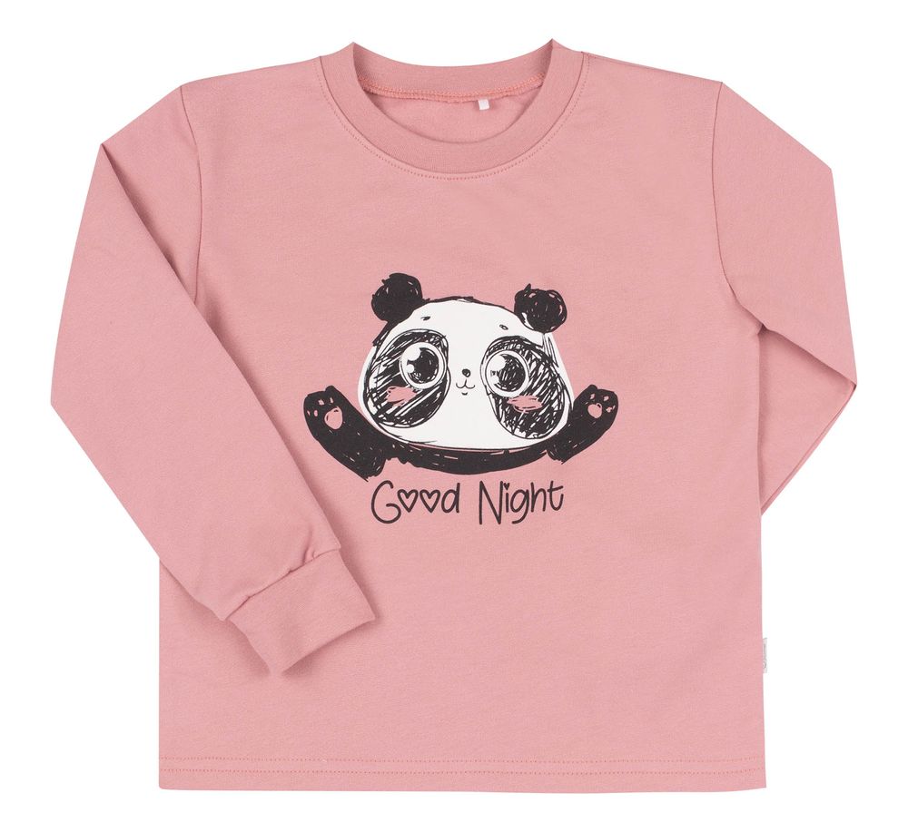 Дитяча байкова тепла піжама Панда кольору пудри, 80, Фланель, байка