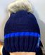 Зимова дитяча шапка в'язана + шарф Sports Turbo темно - синя, обхват голови 50 - 52 см, В*язка, Шапка