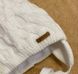Теплая вязаная шапка Ромбик белая, обхват головы 36 - 38 см, Вязка, Шапка