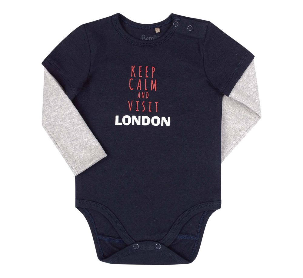 Боді для новонароджених Лондон синьо сірий інтерлок