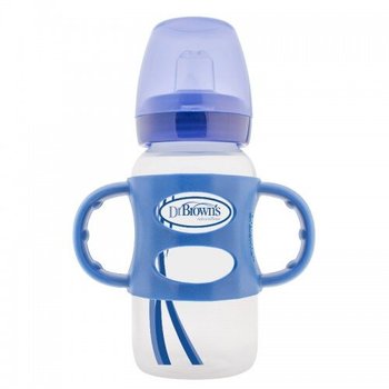 Пляшка-поїльник з широкою шийкою і силіконовими ручками, 270 мл, колір блакитний, 1 шт. в упаковці, Блакитний, 270 мл, Пляшка - поїльник 2 в 1