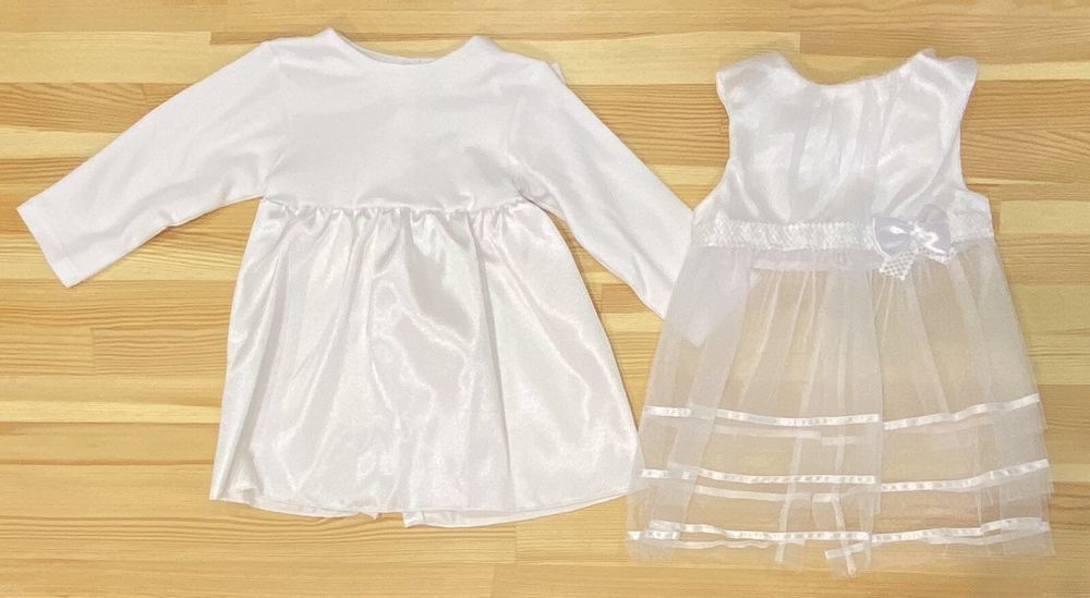 Набор для крещения с нарядным платьем Прованс белый, 74, Интерлок, Костюм, комплект