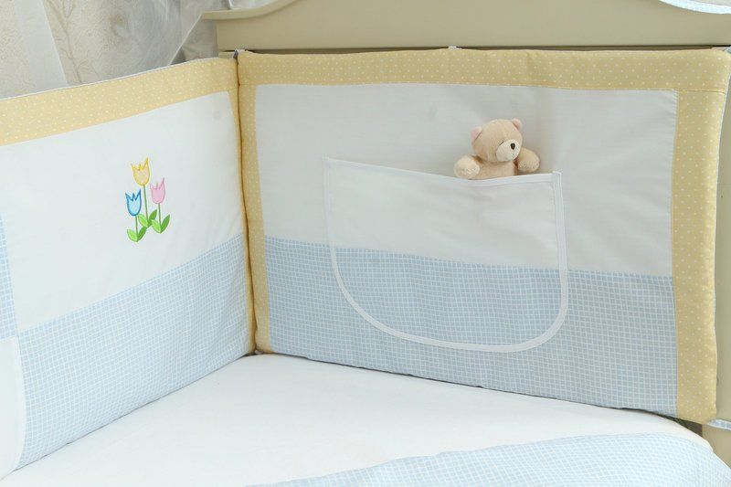 Спальний комплект в ліжечко 60х120 іграшка блакитний, без балдахіна