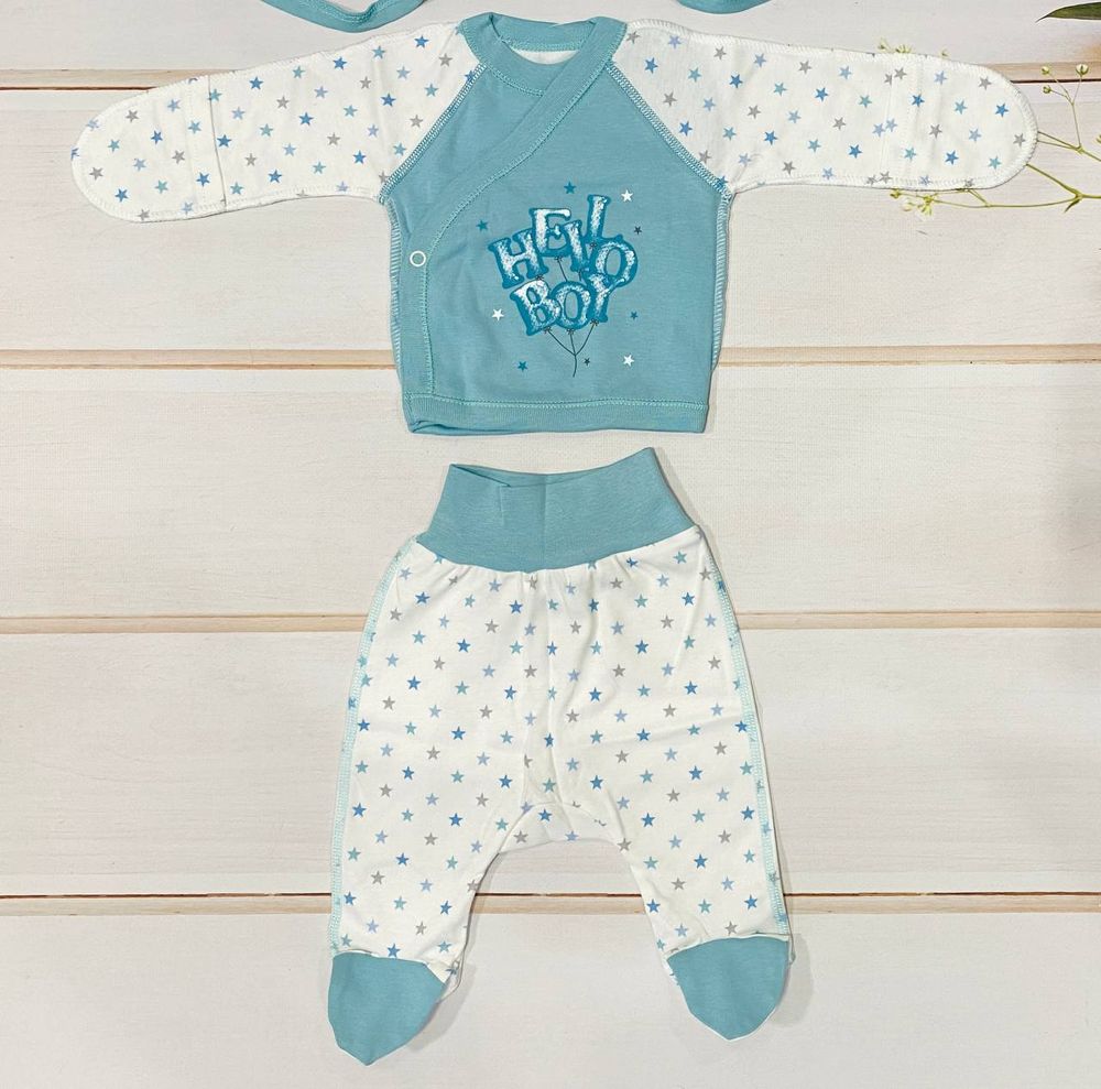 Фото Комплект для новорожденного Hello Boy 7 предметов в роддом, купить по лучшей цене 895 грн