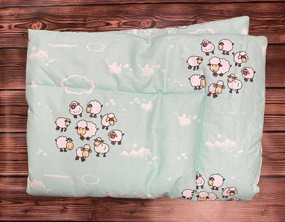 Комплект Одеяло с подушкой Овечки Мята для новорожденных купить в Киеве