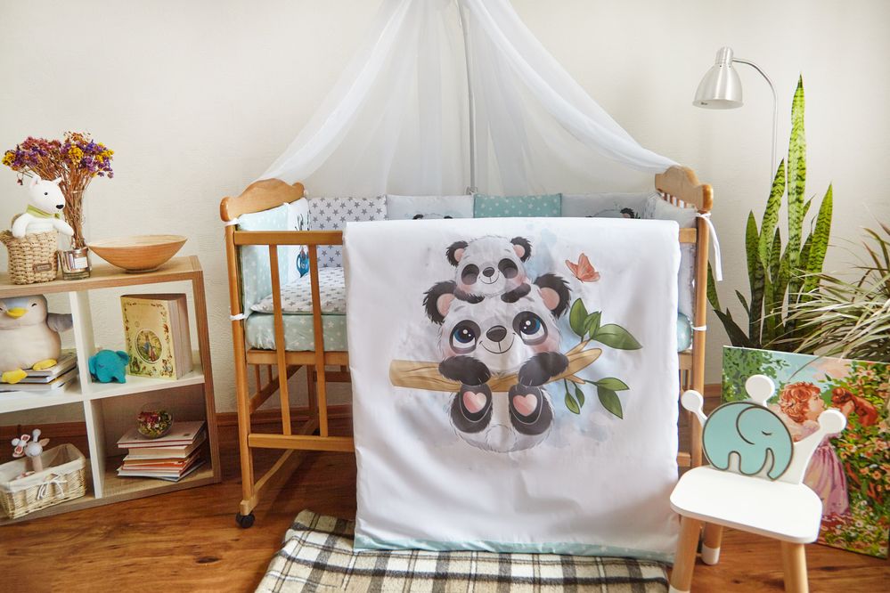 Дитячий спальний комплект Панда м'ятна зірка для новонароджених