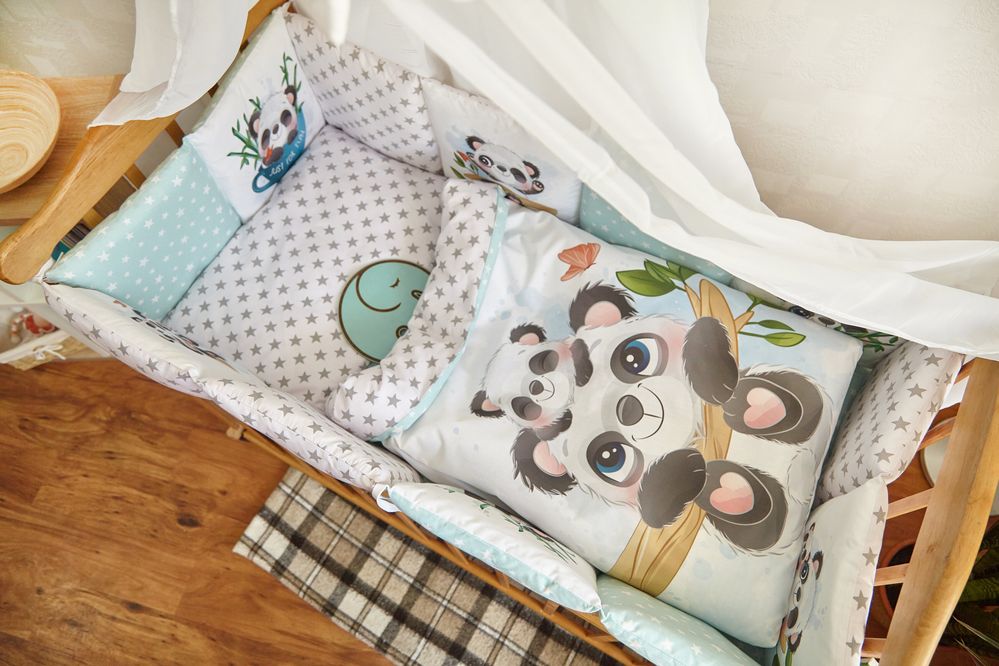 Дитячий спальний комплект Панда м'ятна зірка для новонароджених