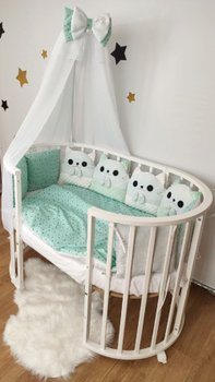 Постельное белье в кроватку для новорожденного с бортиками и балдахином Kitty со звездами