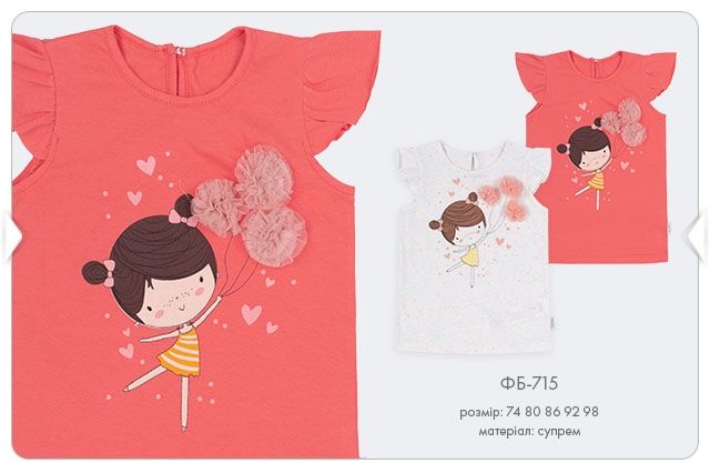Детская футболка для девочки Шарики коралловая, 74, Супрем