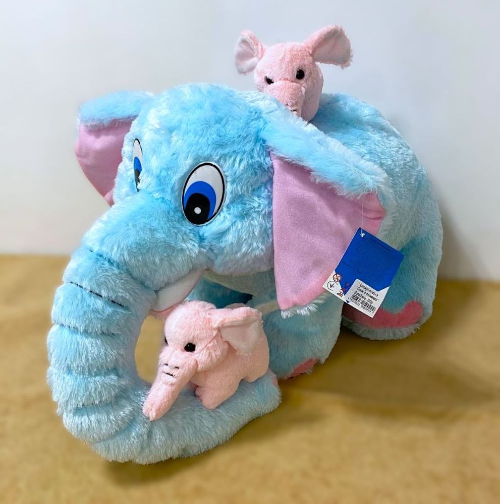 Купити на подарунок м'яку іграшку Слон із двома слонятами - фото, ціна, недорого