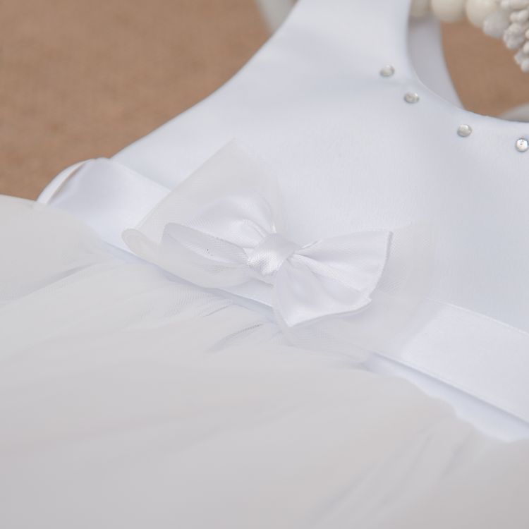Нарядное платье с заколкой Оленка для малышки белое, 68, Фатин, Платье