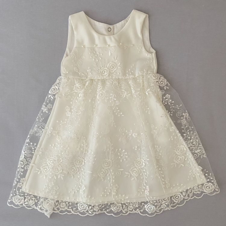 Святкова сукня Ажурне для малечі атлас + гіпюр молочна