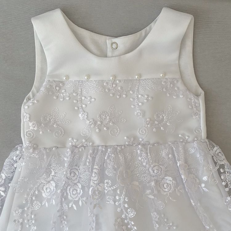 Нарядное платье Ажурне для малышки атлас + гипюр молочное, 68, Кулир