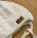 Теплая вязаная шапка Елочка белая на объем 36-38, Размер на рост 50 см, Вязаное полотно, Шапка