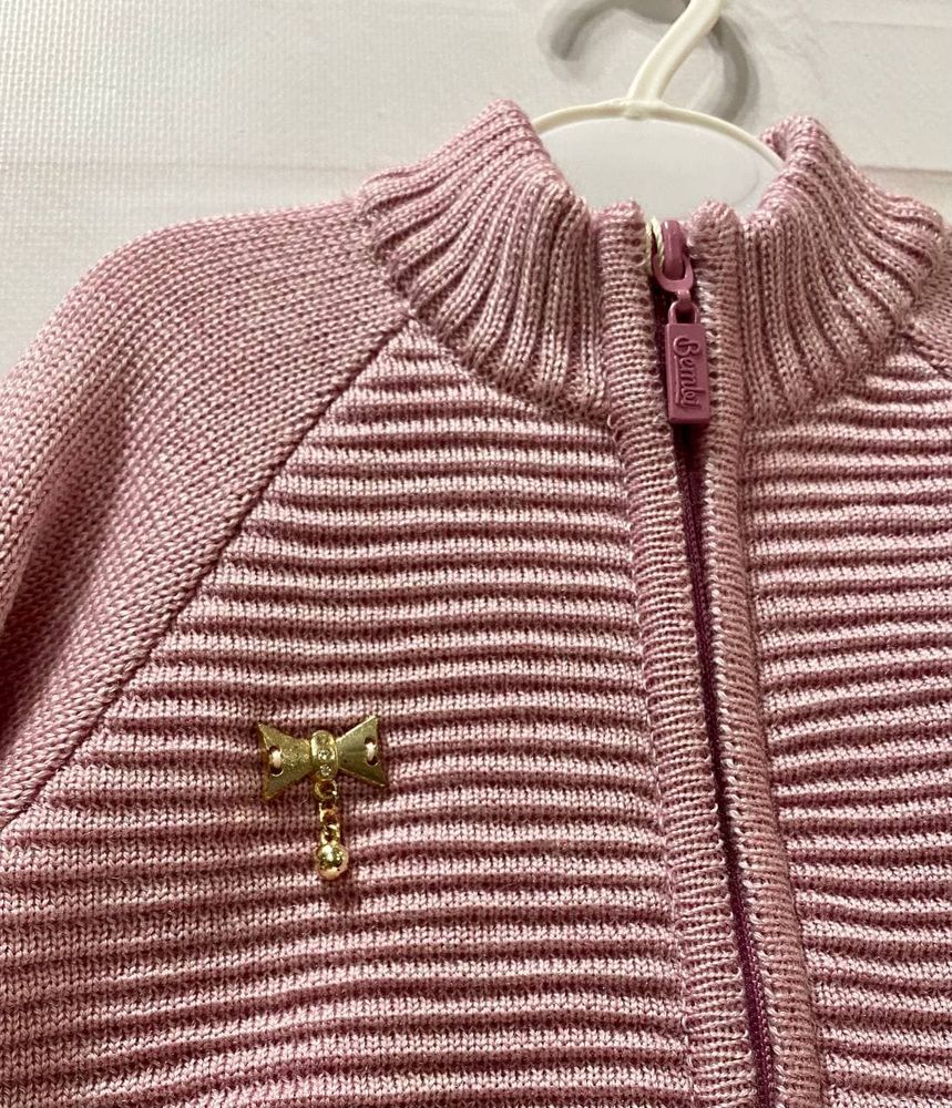 Детская вязанная кофта Бантик для девочки КФ 165 розовая, 86, Вязаное полотно