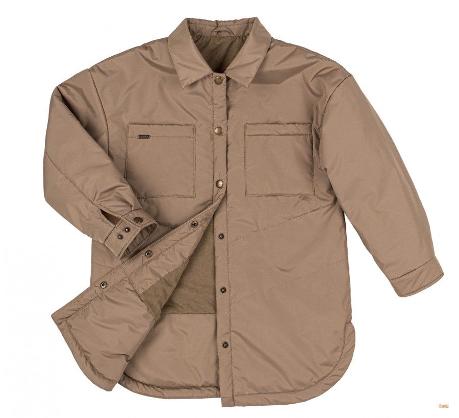Демисезонная куртка Shirt Stylish для девочки цвета хаки, 128, Плащевка