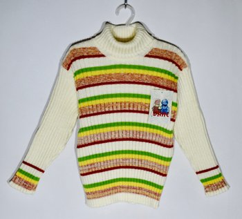 Дитячий светр з шийкою Смужка меланж, 110, В'язане полотно