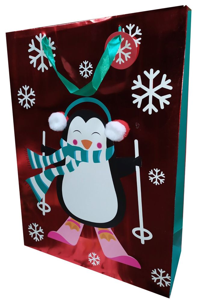 Пакет новогодний толстый картон Penguin
