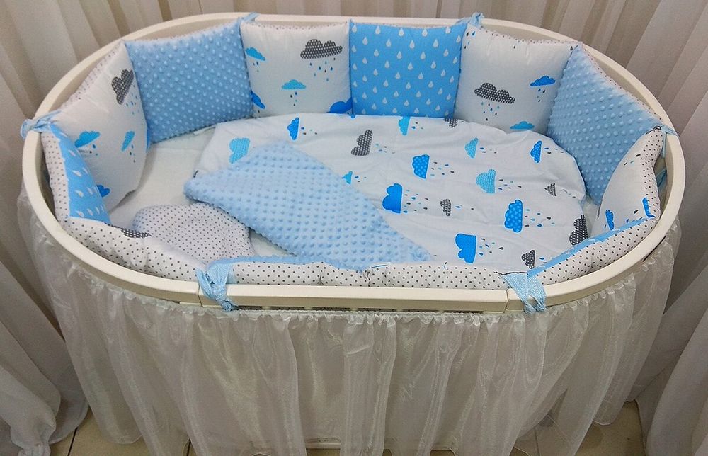 Комплект постільної білизни в кругле-овальне ліжечко з бортиками Облако фото 4