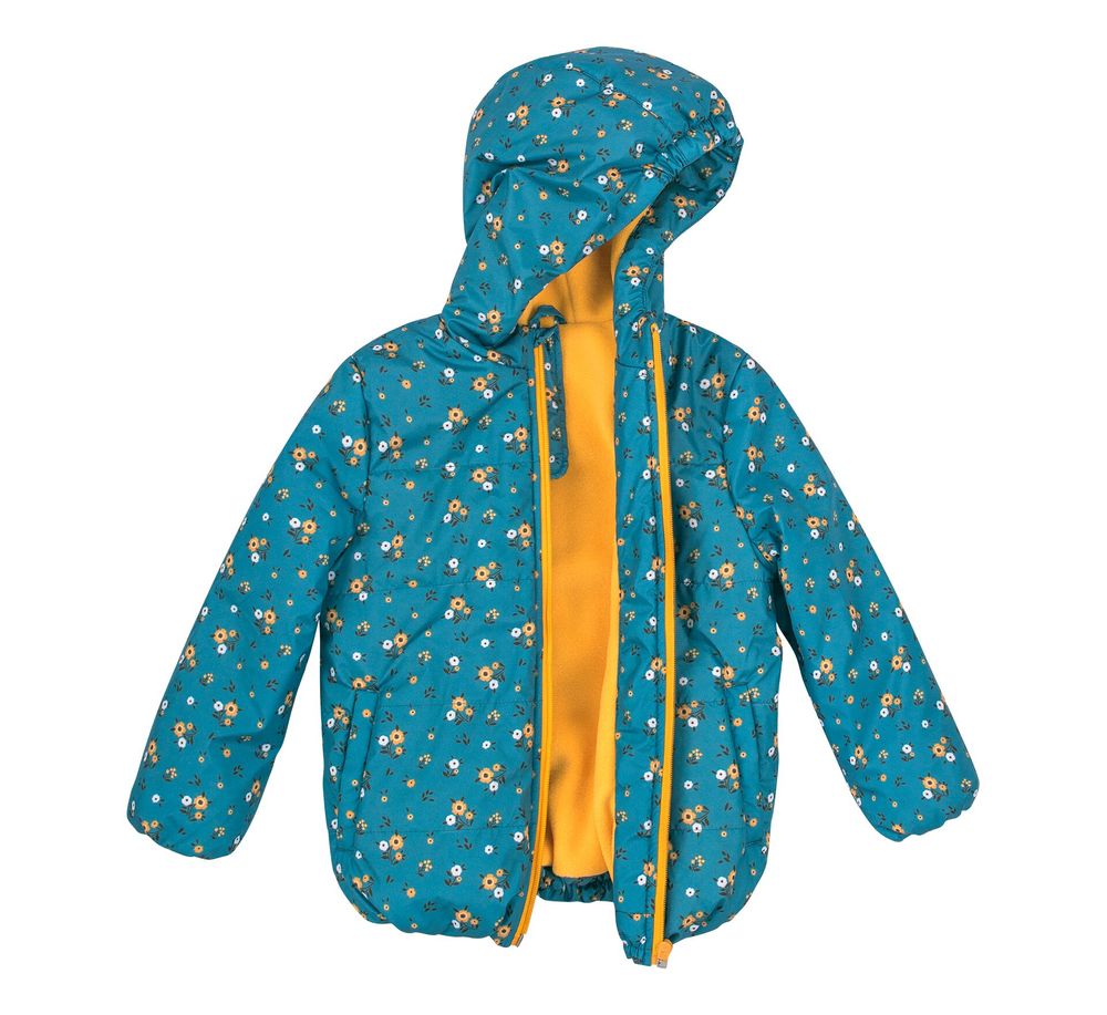 Дитяча демісезонна куртка для дівчинки КВІТОЧКА бірюзова