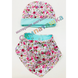 Комплект трикотажний шапочка + шарф косинка Бактус Весняні Квіти + мята, обхват головы 40 см