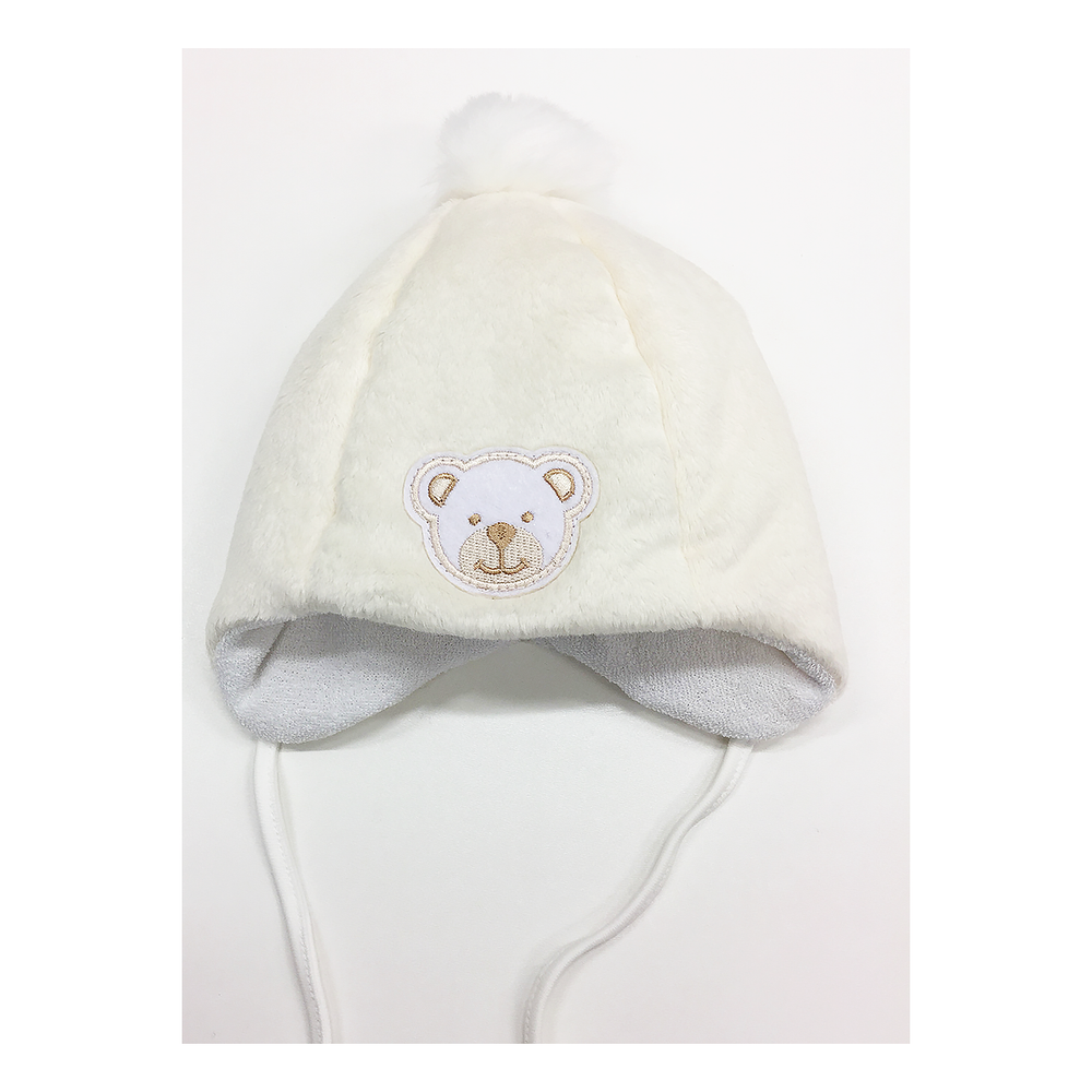 Утеплена велюрова шапочка Мрія Мишка для новонароджених, обхват голови 46 см, Плюш