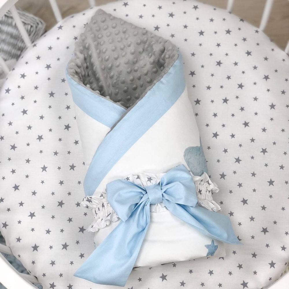 Комплект в кроватку для новорожденных с бортиками Слонята, без балдахина