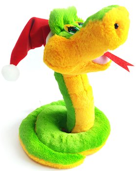 М'яка іграшка Змія Ужик Санта 26 см, Зелений, М'які іграшки ЗМІЇ, від 61 см до 100 см, Подушки іграшки ІНТЕР'ЄРНІ