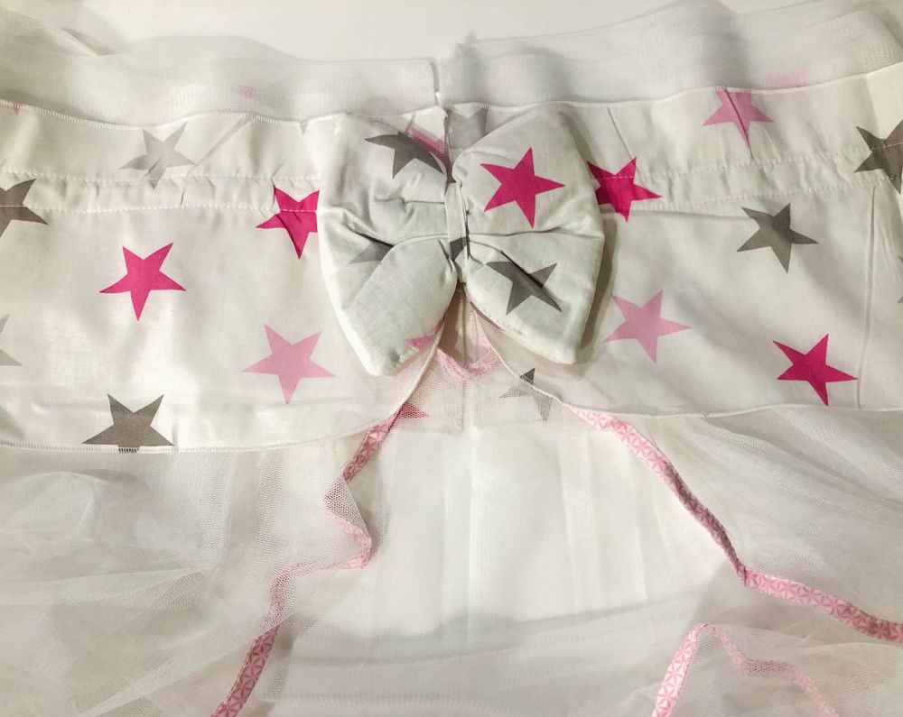 Балдахин для детской кроватки Розовые Звезды сеточка 4 метра, Белый, Сеточка, 4 метра