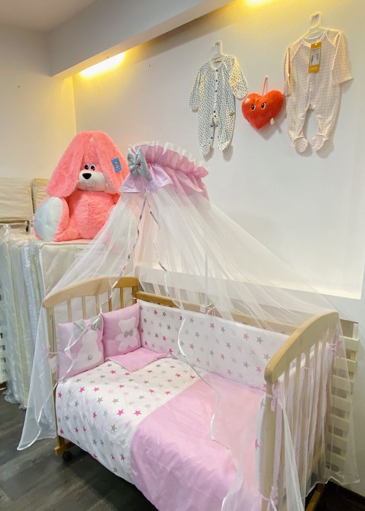 Балдахін для дитячого ліжечка Рожеві Зірки сіточка 4 метри