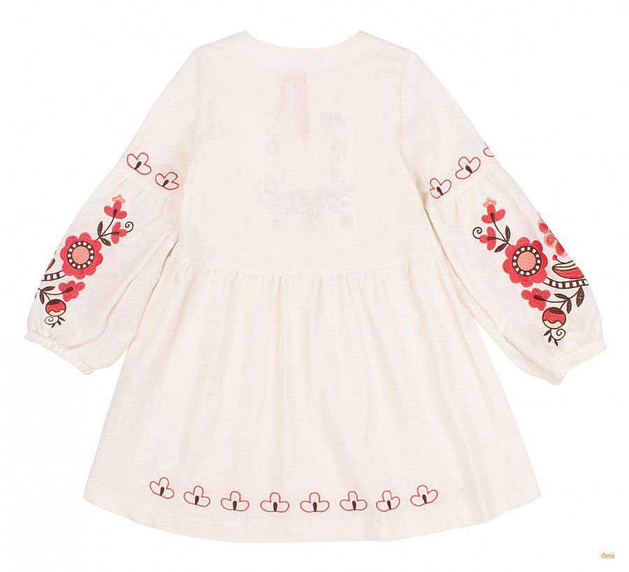 Детское платье вышиванка Українка для девочки молочное вид сзади