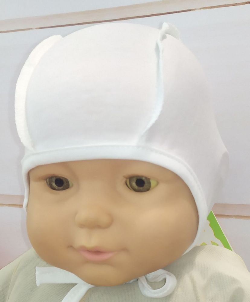 Повседневная трикотажная хлопковая шапочка для малышей швами наружу молочного цвета
