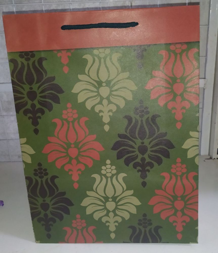 Подарунковий Пакет 39,5 * 32 * 10 см крафт зелений, Великі, Новорічний
