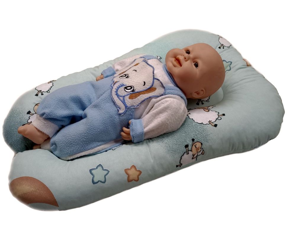 Ортопедическая подушка - лежанка Овечки мята для новорожденных