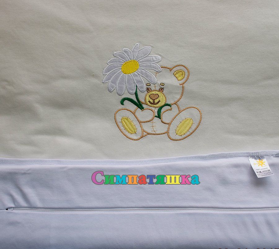 Детский плед с хлопкопоновым одеялом Мишка с цветочком