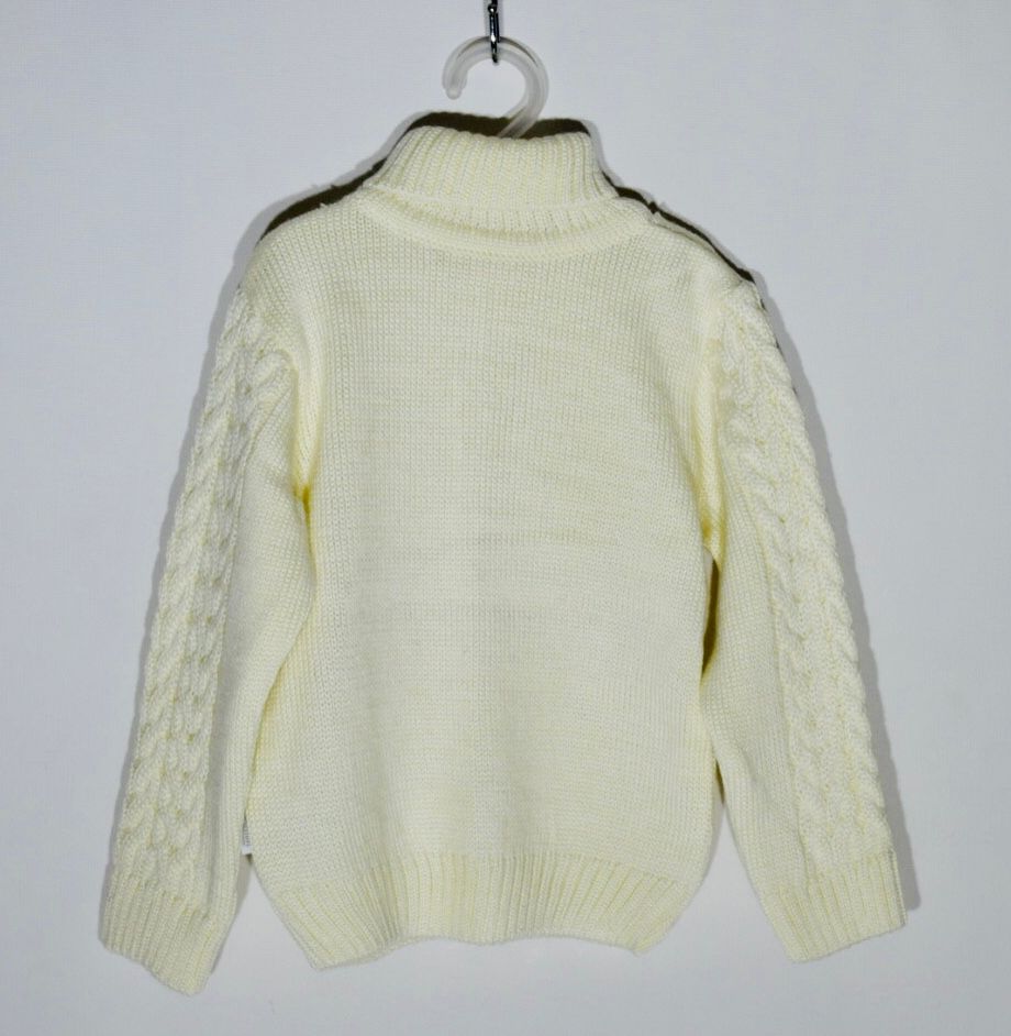 Вязаный свитер Косичка молочный для малышей, 86, Вязка