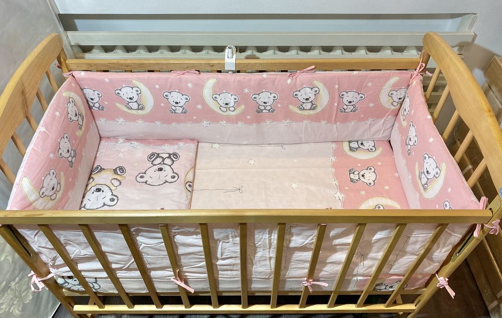 Дитячий постільний комплект в ліжечко НІЖНИЙ ВЕДМЕДИК 6 предметів, без балдахіна