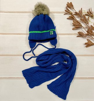 Зимова дитяча в'язана шапка + шарф Sports Turbo - 1