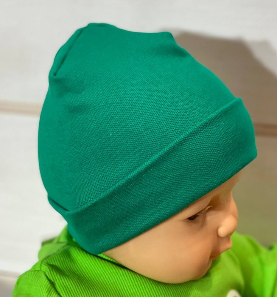 Двошарова дитяча шапка Топ смарагд, обхват головы 40 см, Рібана, Шапка