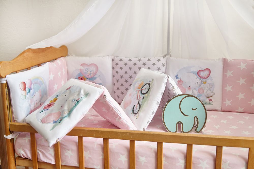 Детский спальный комплект Слоник розовая звезда