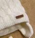 Теплая вязаная шапка Ромбик молочная на объем 36-38, Размер на рост 50 см, Вязаное полотно, Шапка