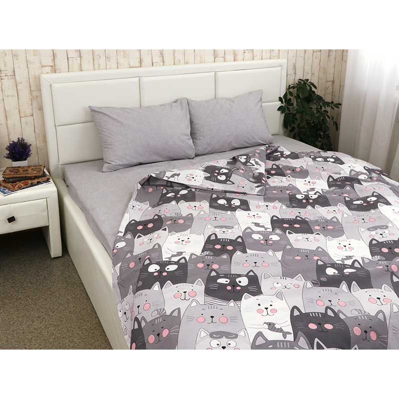 Комплект постельного белья Grey Cat полуторный (50х70), Серый, 143х215см, бязь